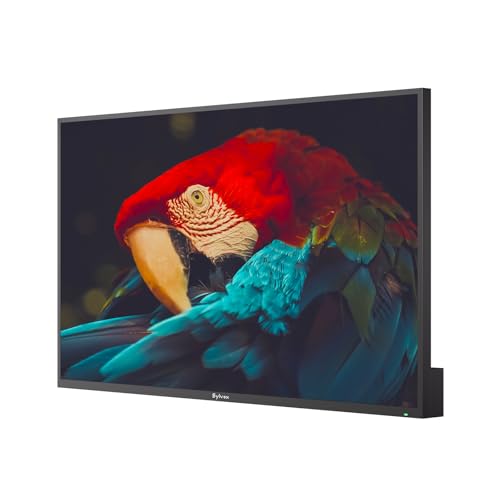 SYLVOX 65 inch Outdoor Mini-LED QLED TV with Rolling Stand & Soundbar, 4K UHD, 2000 Nits Full Sun, Anti-Glare Screen, 120Hz, IP56 Waterproof, Dual 30W Dolby Atmos Speaks (Cinema/2025)