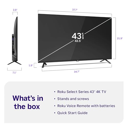 Roku Smart TV 2025 – RokuTV with Enhanced Voice Remote – Flat Screen LED Television with Wi-Fi for Streaming Live Local News, Sports, Family Entertainment