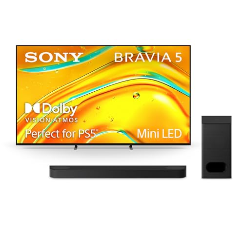 Sony BRAVIA 5 55-Inch 4K Mini LED Smart TV (K-55XR50) with BRAVIA Theater Bar 7 9-Speaker Soundbar (HT-A7100) Bundle