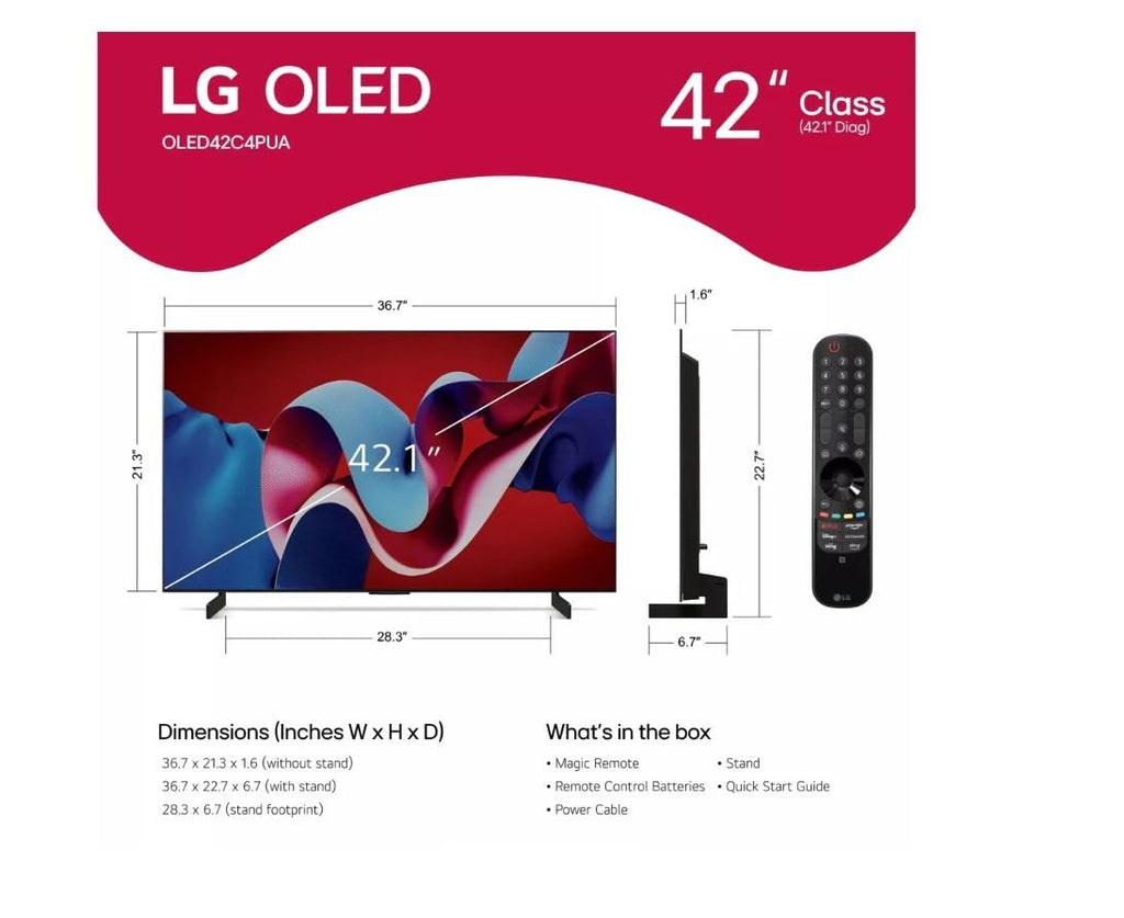 LG Class OLED evo C4 Series Smart TV 4K Processor Flat Screen with Magic Remote AI-Powered with Alexa Built-in