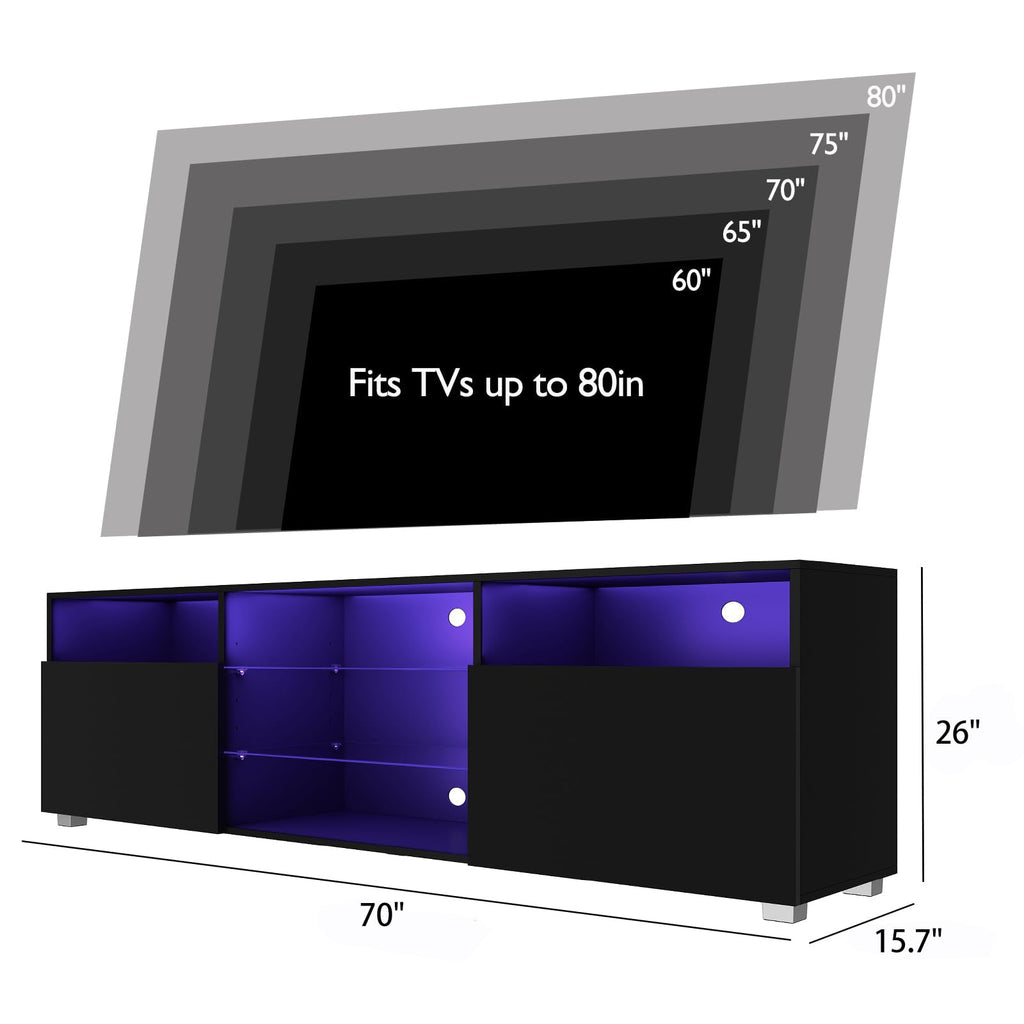 Hlivelood 80.7-Inch High Gloss TV Stand with Storage