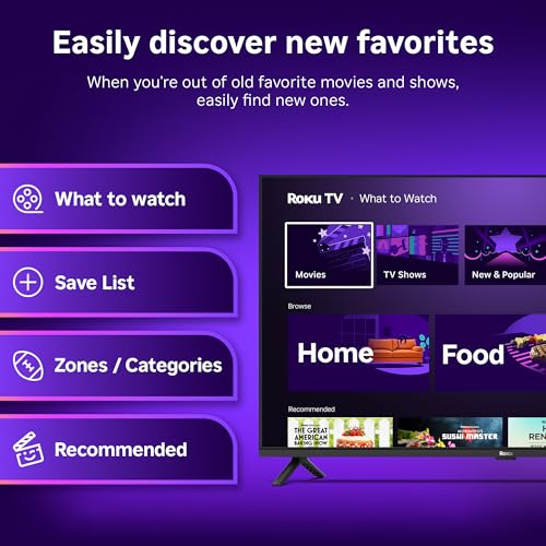 Roku Smart TV 2025 – RokuTV with Enhanced Voice Remote – Flat Screen LED Television with Wi-Fi for Streaming Live Local News, Sports, Family Entertainment
