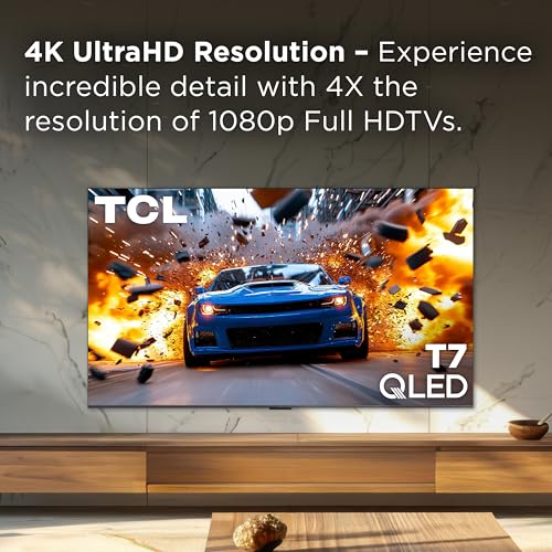 TCL Class T7 Series | 4K QLED HDR | 2025 Model | 120HZ-144HZ High Brightness Smart Google TV Dolby Atmos Audio | Voice Remote Alexa Gaming Streaming Television