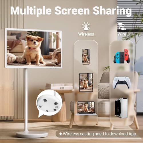 32" Wireless Smart Portable TV, Android 12/13, 4K Touchscreen Monitor, 8+128GB, 5-8H Battery, 360° Rotation, 1080P/4K for Home, Office, Classroom