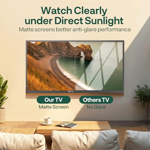 SYLVOX 43" QLED Outdoor TV with Soundbar, 2000 Nits Full Sun Outdoor TV for Outdoor Living Spaces, 4K UHD HDR10, Matte Anti‑Glare Screen, IP56 Weatherproof, Smart Google TV, Dolby Atmos