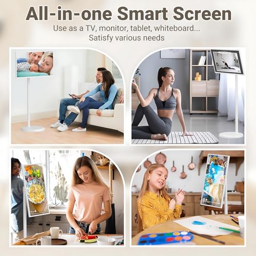 32" Wireless Smart Portable TV, Android 12/13, 4K Touchscreen Monitor, 8+128GB, 5-8H Battery, 360° Rotation, 1080P/4K for Home, Office, Classroom
