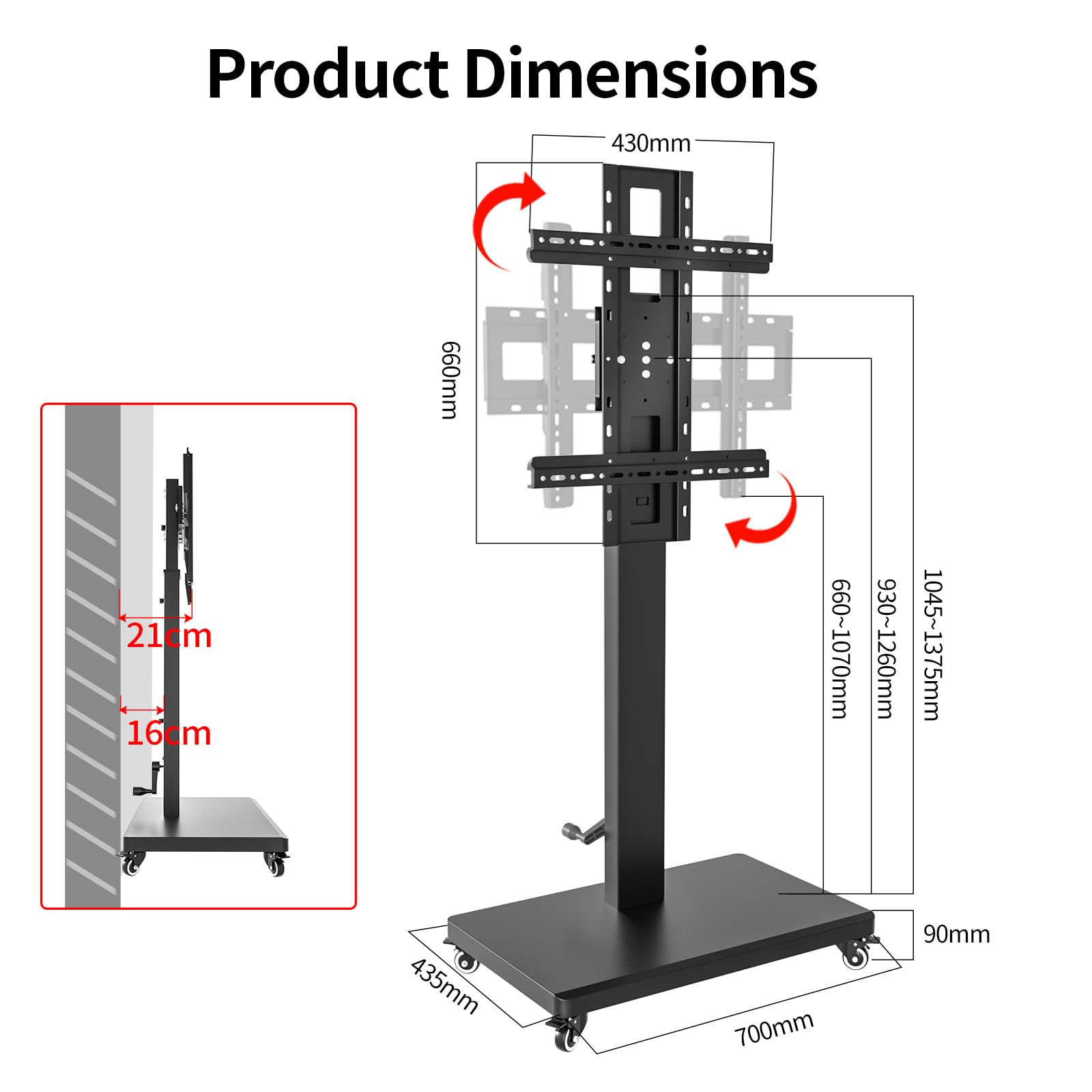 XinleTech Rolling TV Stand
