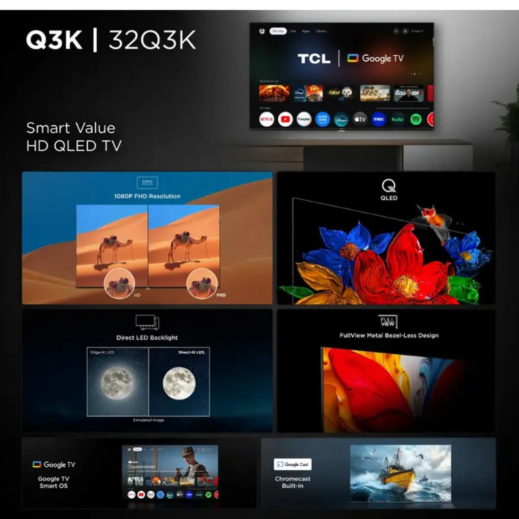 TCL 32-Inch Q3K FHD QLED Google Smart TV - Renewed