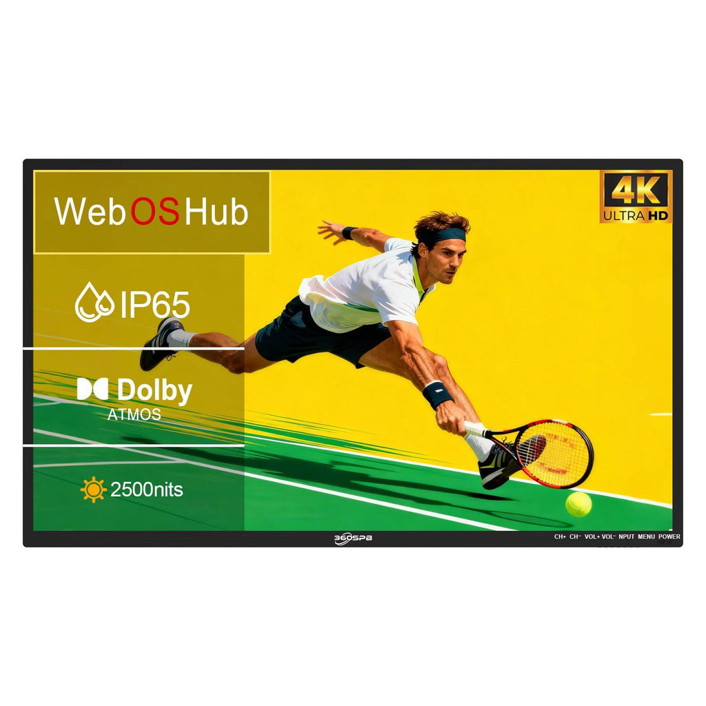 360SPB Outdoor TV, 4K Outdoor Smart TV, 1000nits High Brightness Outdoor TVs, IP65 Waterproof TV, Voice Assistant Remote, Compatible with Dolby, Wide Viewing Angle Smart TV