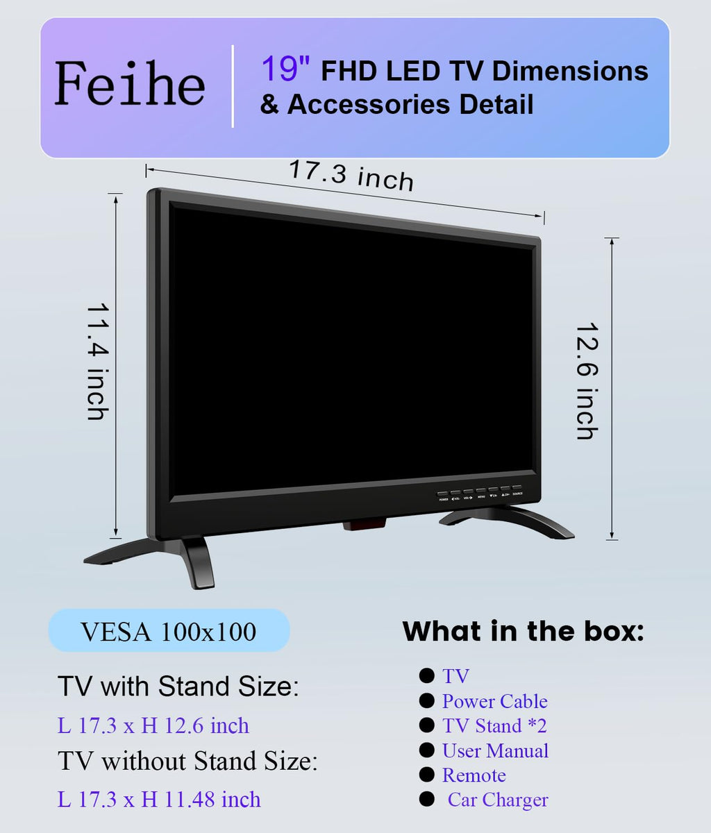 Feihe 19-Inch LED Widescreen TV for Kitchen and RV