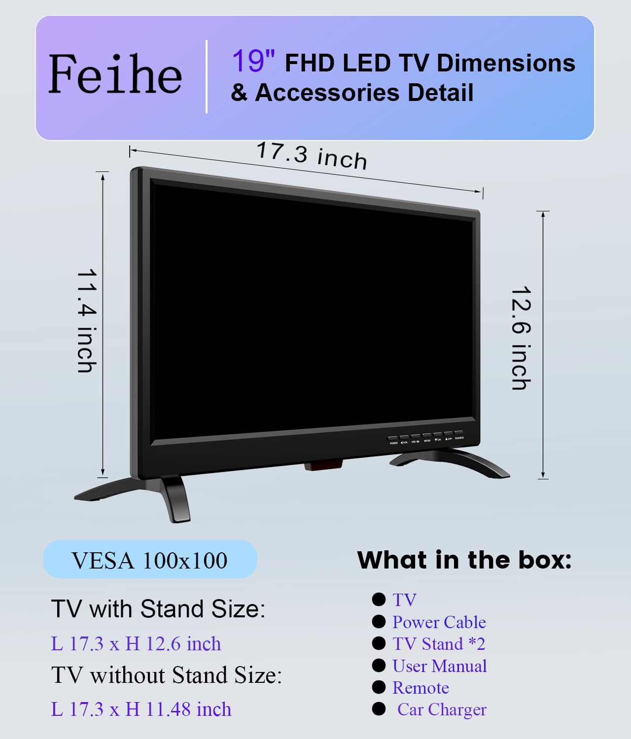 Feihe 19-Inch LED Widescreen TV for Kitchen and RV