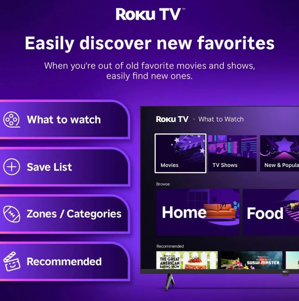 Roku Hiro 50-Inch 4K LED Smart TV with HDR10 AirPlay - Renewed