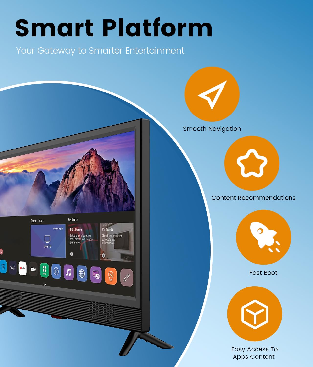 Feihe 22-Inch Full HD Smart Kitchen TV with WiFi