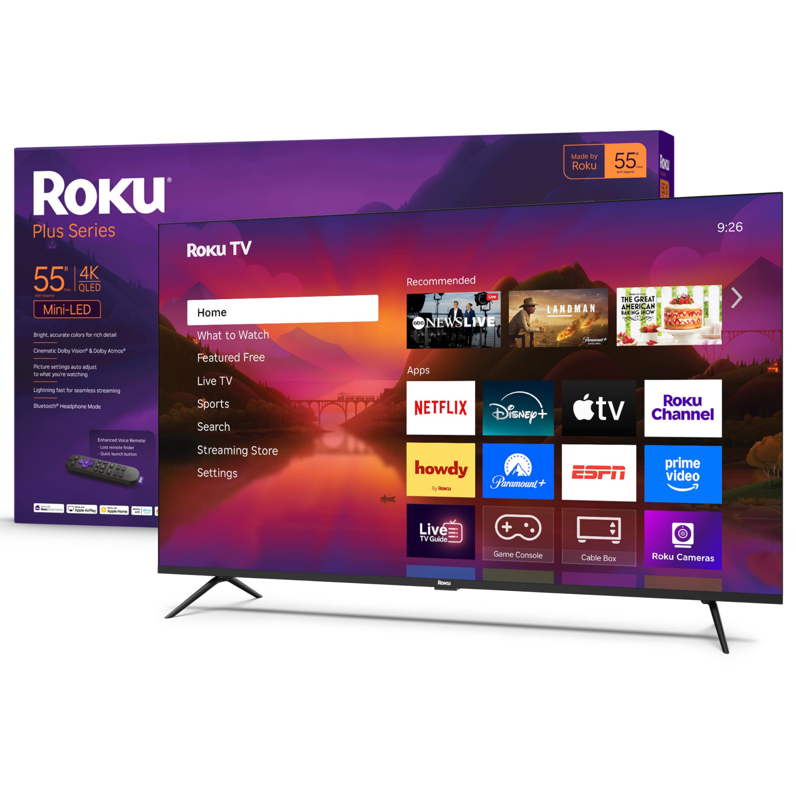 Roku Smart TV 2025 – Mini-LED TV – RokuTV with Enhanced Voice Remote – Flat Screen 4K QLED Television with Dolby Vision & Wi-Fi for Streaming Live Local News, Sports
