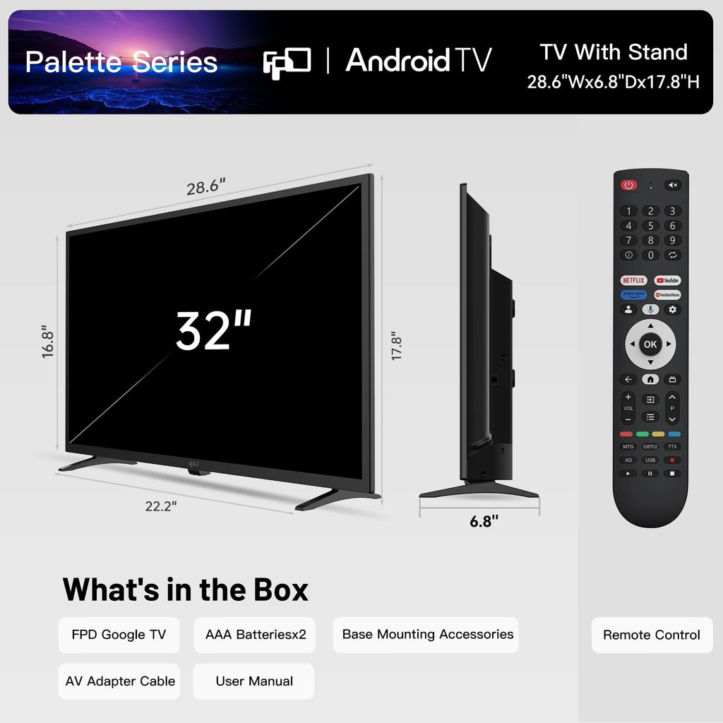 FPD 32-Inch LED Smart Flat Screen TV for Home