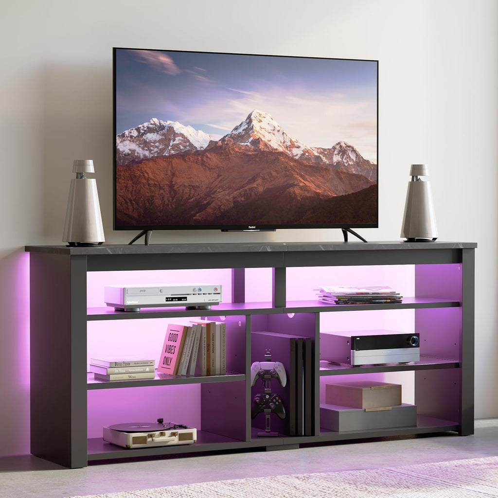 Bestier Tall LED Entertainment Center with Storage