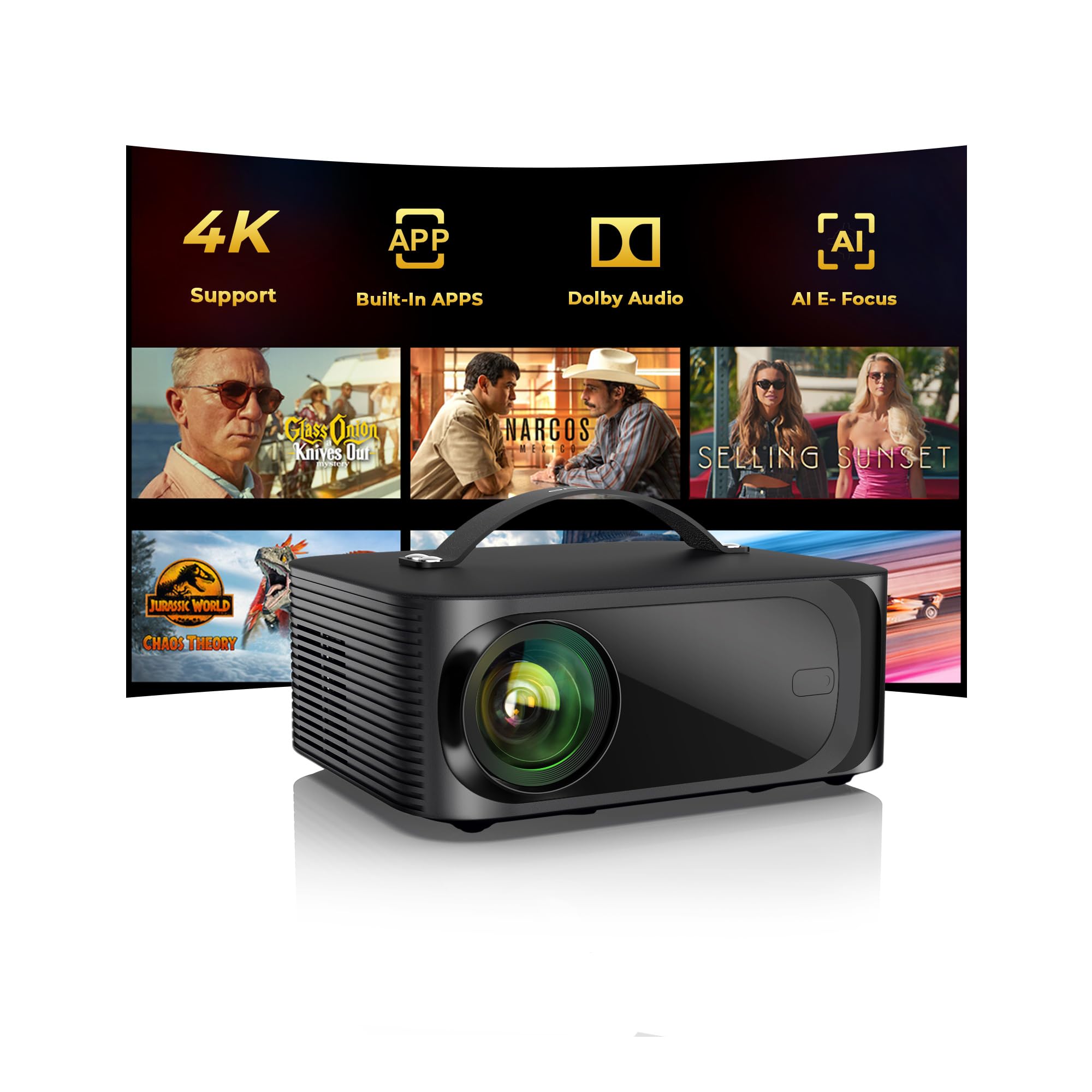 ONOAYO 4K Outdoor Smart Projector with WiFi Bluetooth