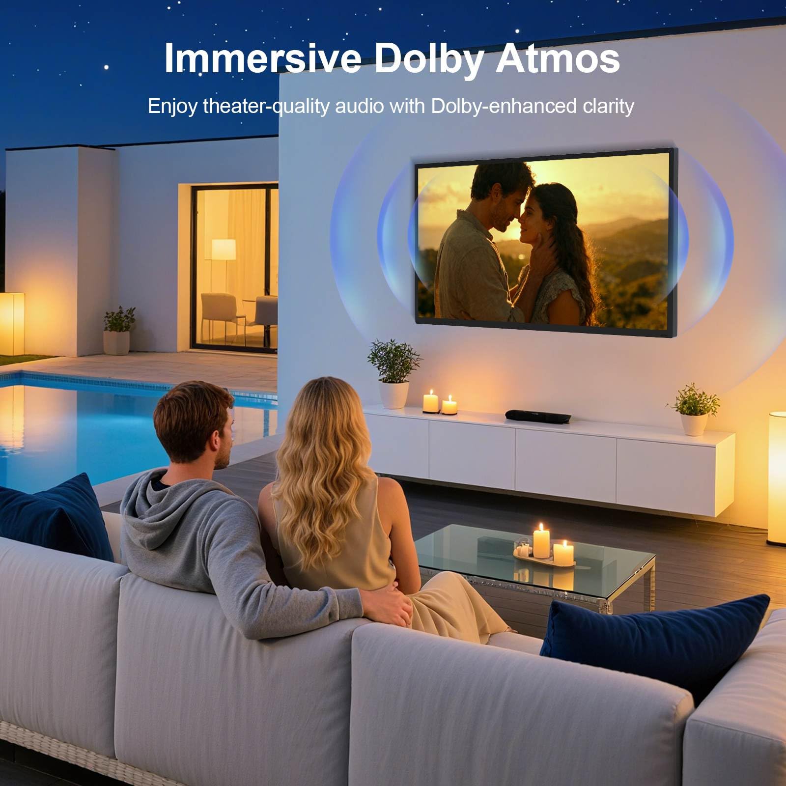 360SPB Outdoor TV, 4K Outdoor Smart TV, 1000nits High Brightness Outdoor TVs, IP65 Waterproof TV, Voice Assistant Remote, Compatible with Dolby, Wide Viewing Angle Smart TV