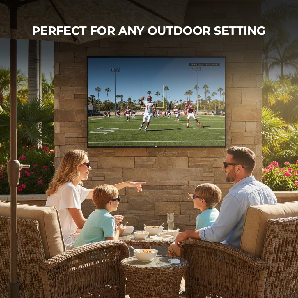 Titan Full Sun Areas Outdoor TV 4K, IP65 Weatherproof Smart TV,Assembled in USA 2 Year Warranty