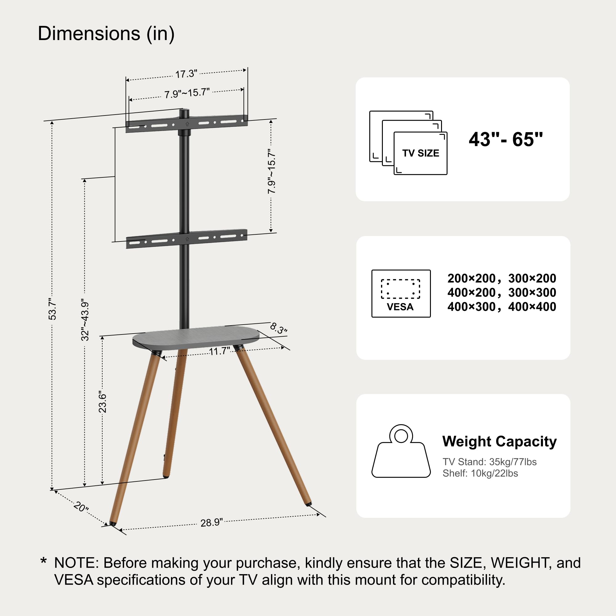 ECOTINY Tripod TV Stand