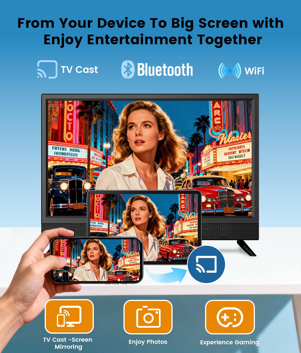 Feihe 22-Inch Full HD Smart Kitchen TV with WiFi