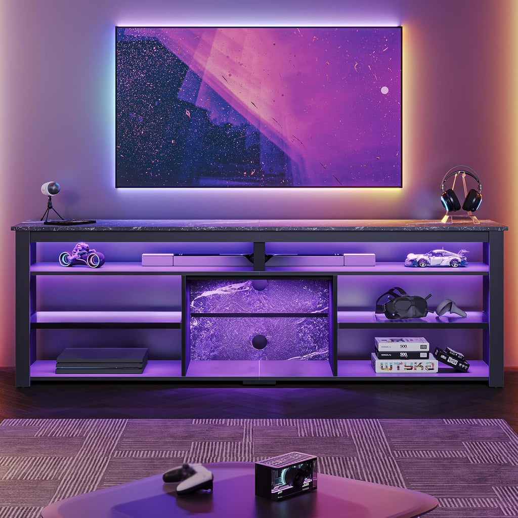 Bestier Tall LED Entertainment Center with Storage