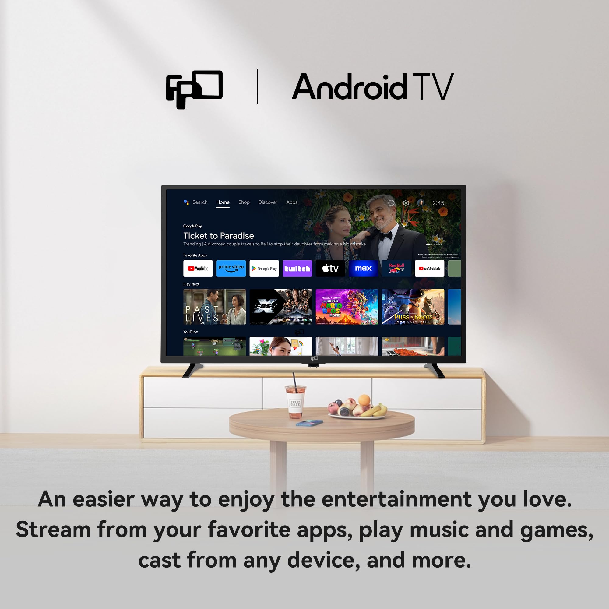 FPD 32-Inch LED Smart Flat Screen TV for Home