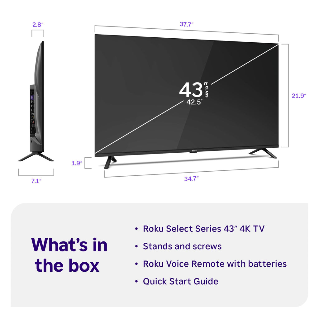 Roku Smart TV 2025 – RokuTV with Enhanced Voice Remote – Flat Screen LED Television with Wi-Fi for Streaming Live Local News, Sports, Family Entertainment
