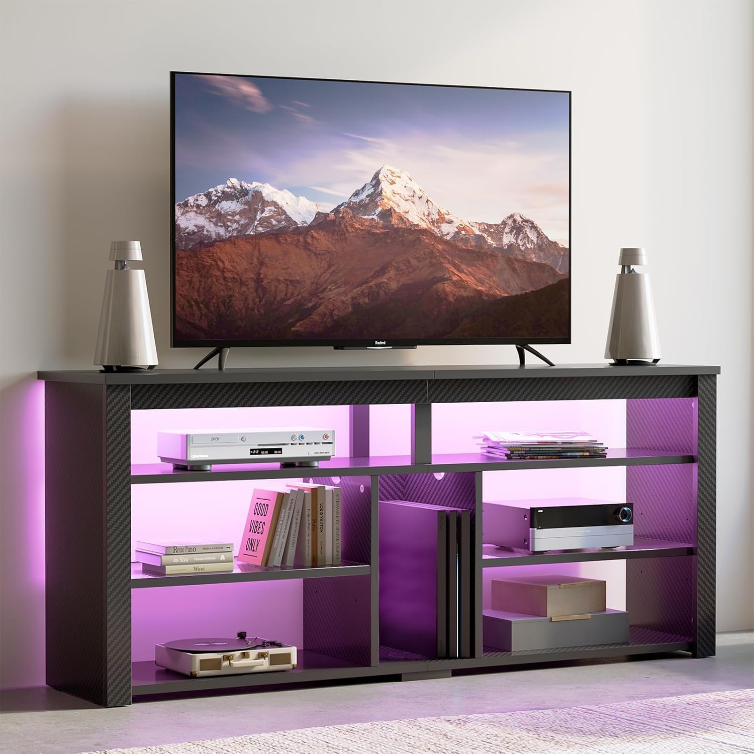 Bestier Tall LED Entertainment Center with Storage