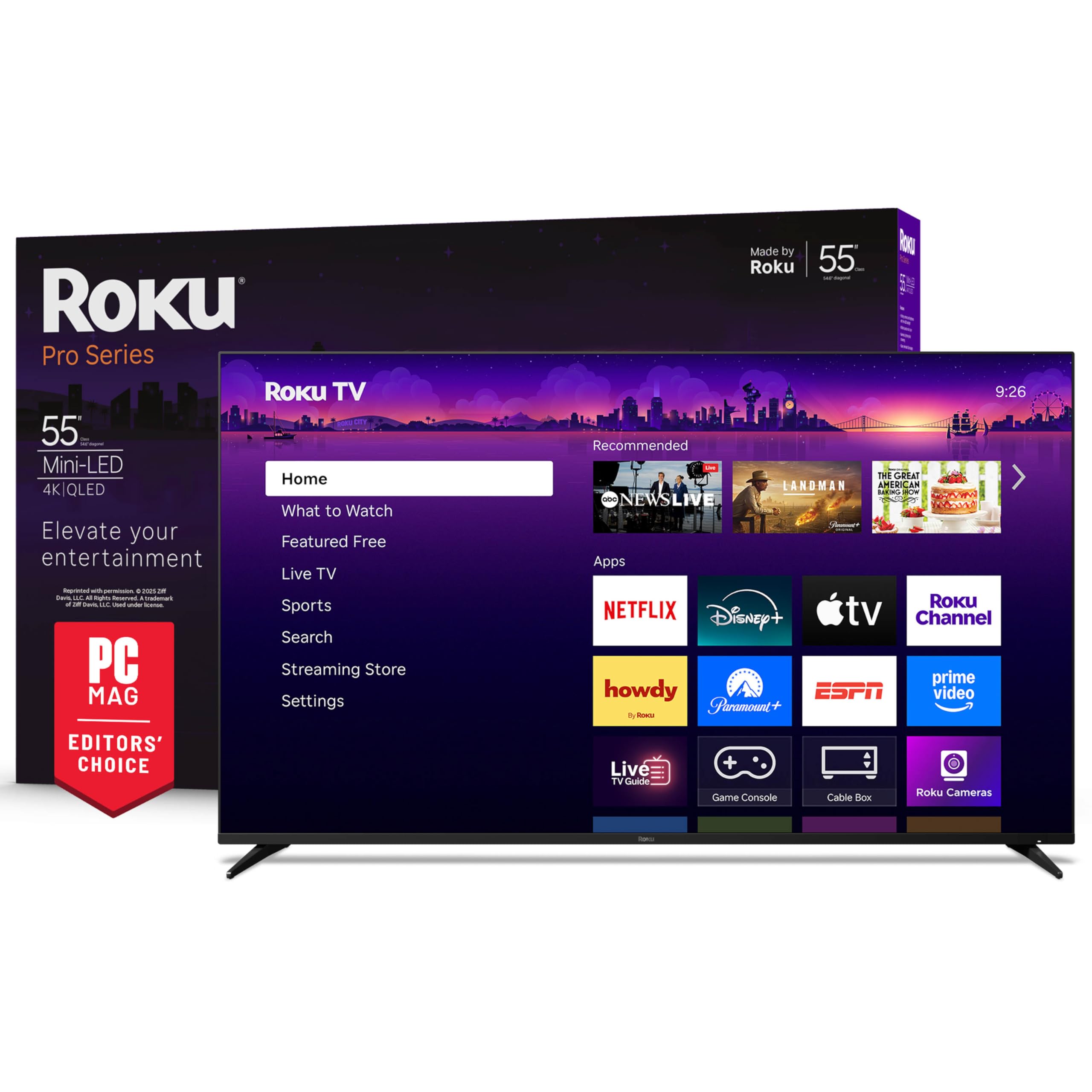 Roku Smart TV 2025 – Pro Series, Mini-LED TV – RokuTV with Backlit Voice Remote Pro – Flat Screen 4K QLED Television with 120Hz Refresh Rate & Dolby Vision IQ, Live News, Sports, Entertainment