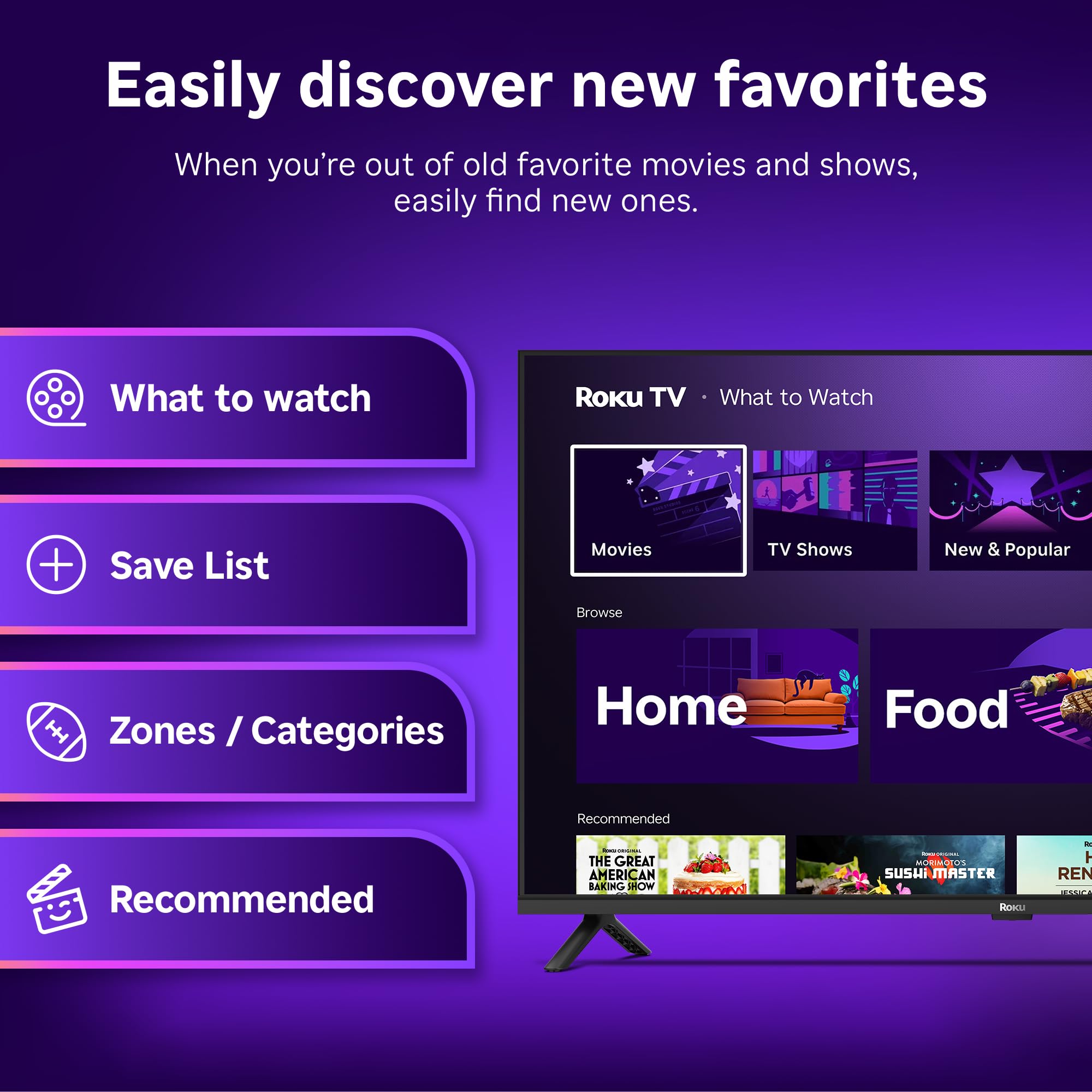 Roku Smart TV 2025 – RokuTV with Enhanced Voice Remote – Flat Screen LED Television with Wi-Fi for Streaming Live Local News, Sports, Family Entertainment