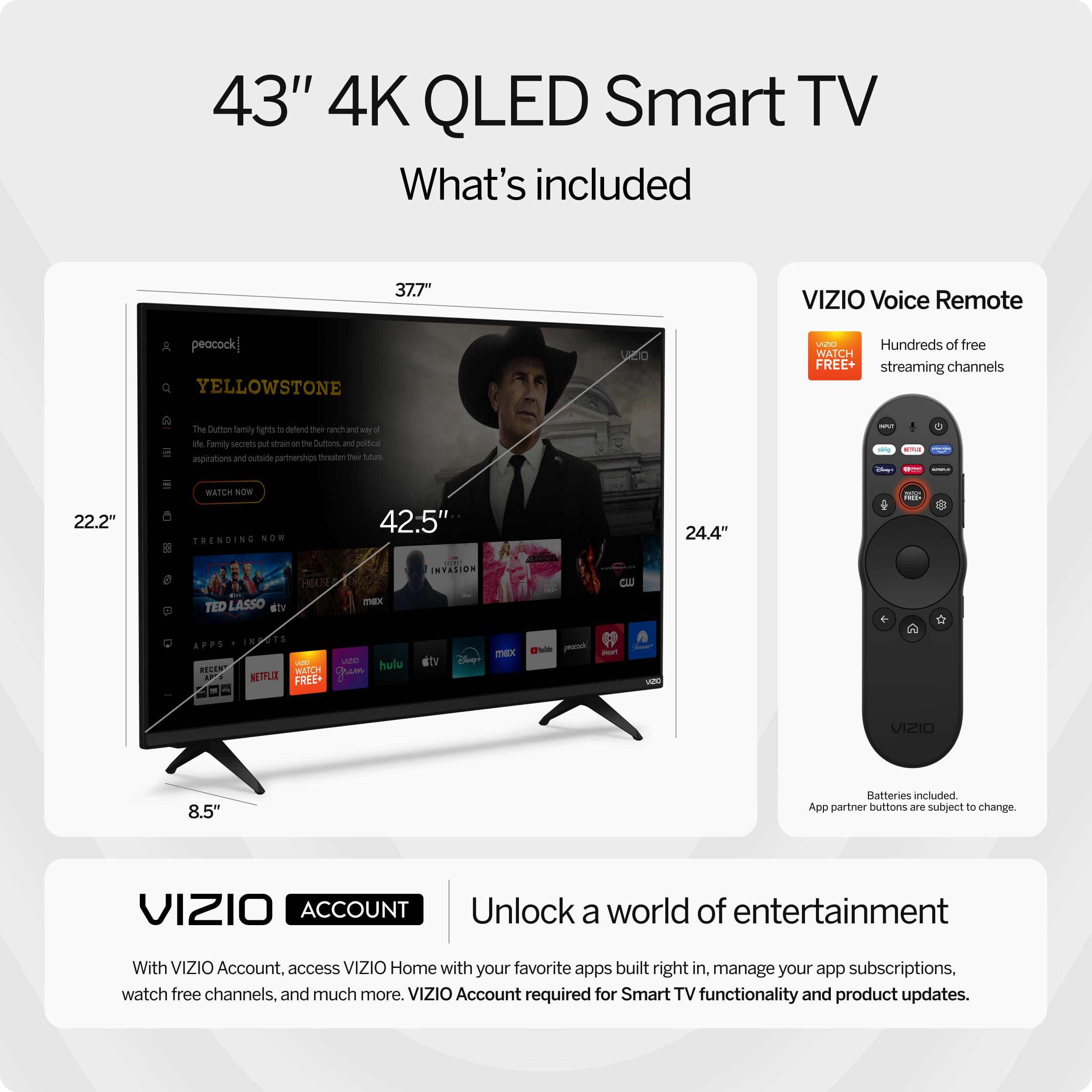 VIZIO 43-Inch Quantum 4K QLED Smart TV with Dolby Vision