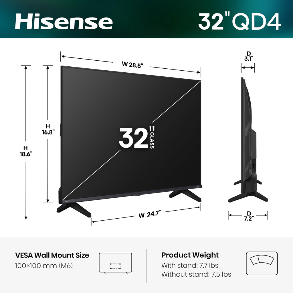 Hisense 32-Inch QD4 Hi-QLED HD Smart Roku TV