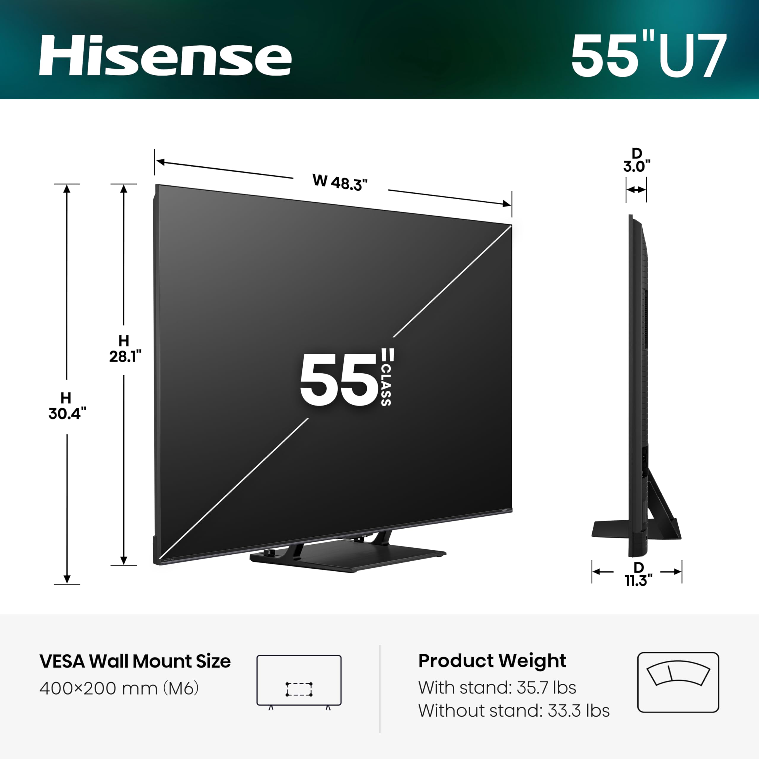 Hisense U7 Mini-LED ULED 4K UHD Smart Fire TV (U7SF, 2026 New)