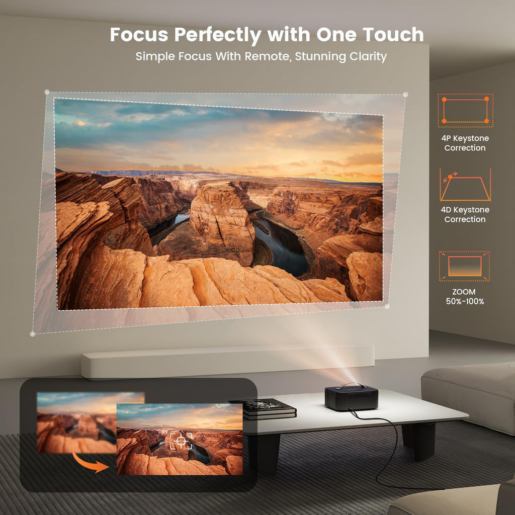 ONOAYO 4K Outdoor Smart Projector with WiFi Bluetooth