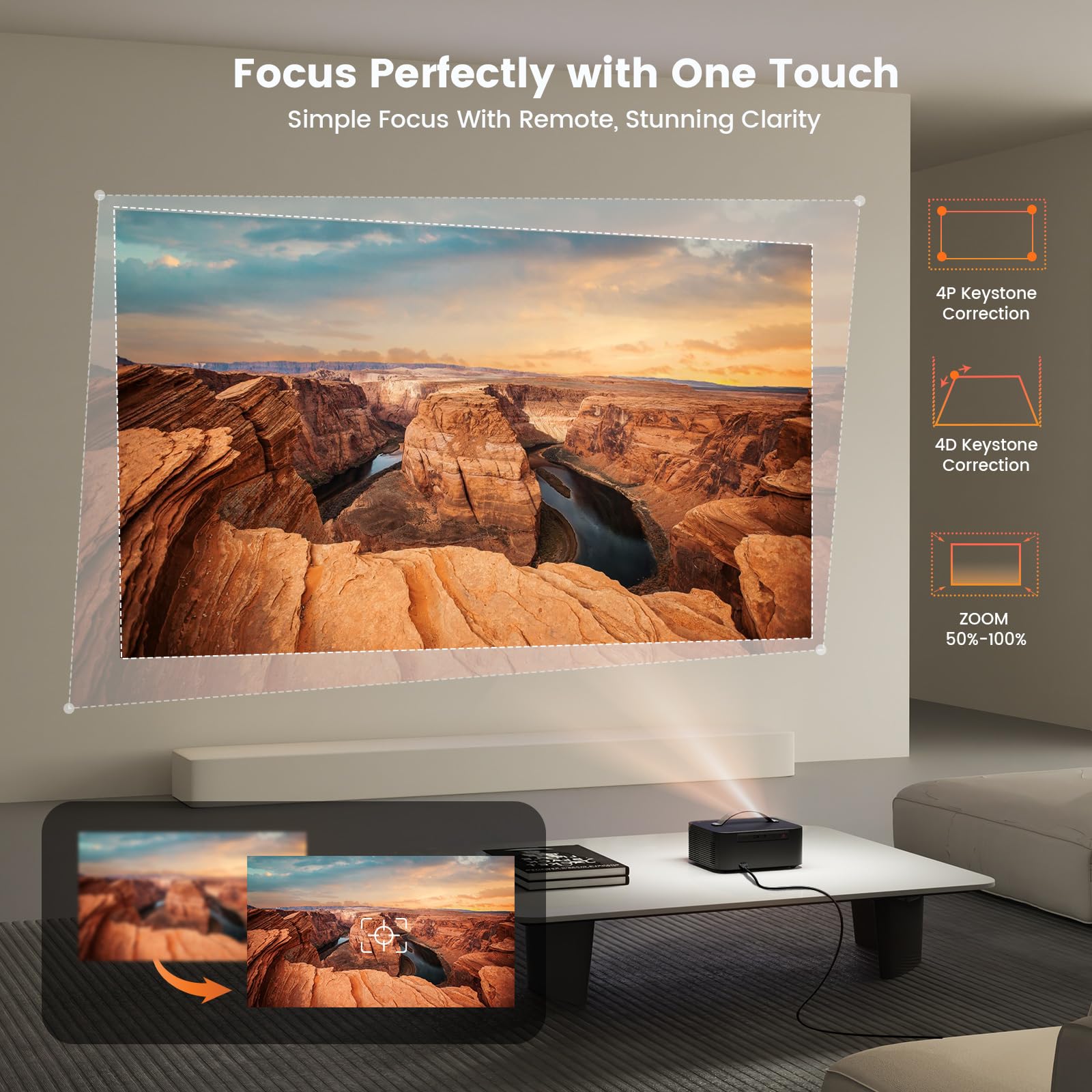 ONOAYO 4K Outdoor Smart Projector with WiFi Bluetooth