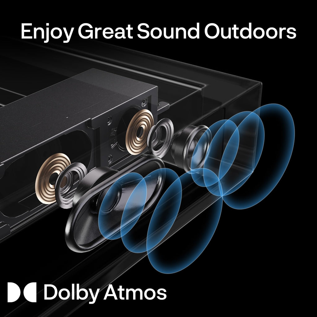 SYLVOX 43" QLED Outdoor TV with Soundbar, 2000 Nits Full Sun Outdoor TV for Outdoor Living Spaces, 4K UHD HDR10, Matte Anti‑Glare Screen, IP56 Weatherproof, Smart Google TV, Dolby Atmos