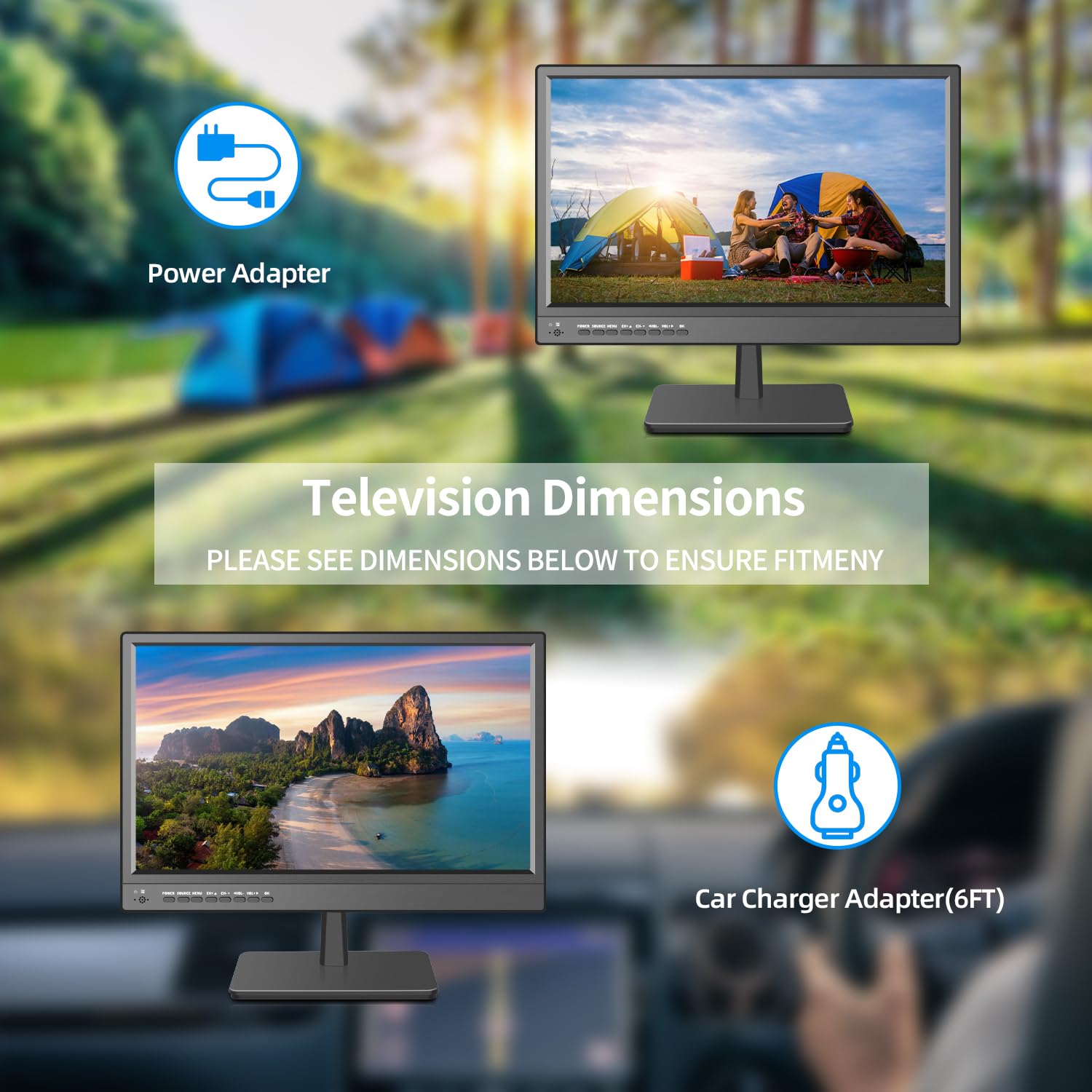 othoig 17-Inch HD LED Portable TV for Camping and Kitchen