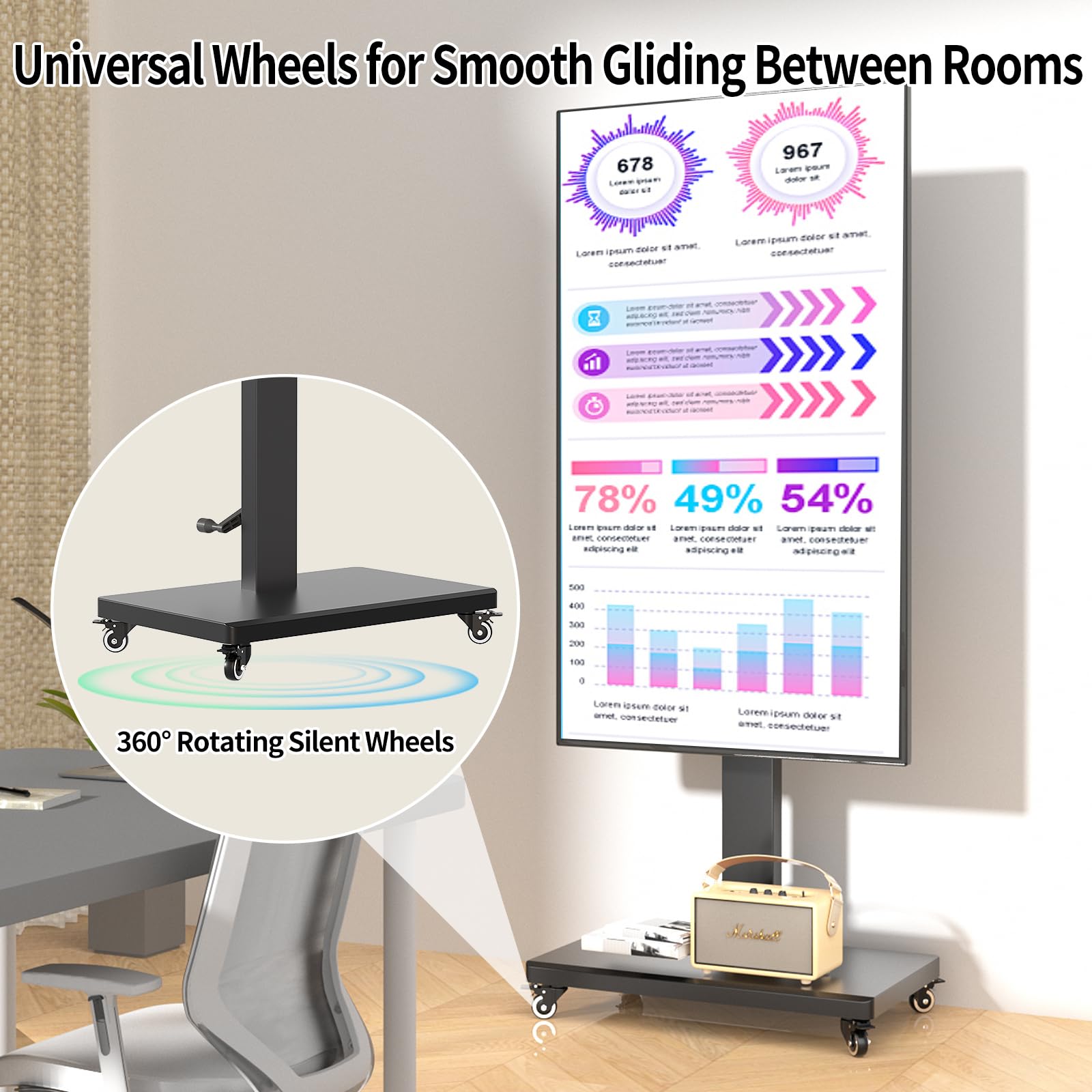 XinleTech Rolling TV Stand