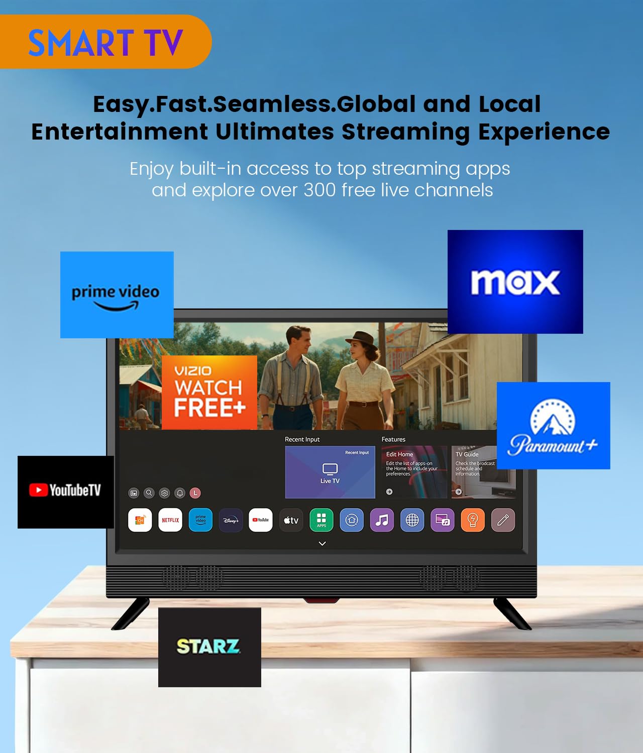 Feihe 22-Inch Full HD Smart Kitchen TV with WiFi