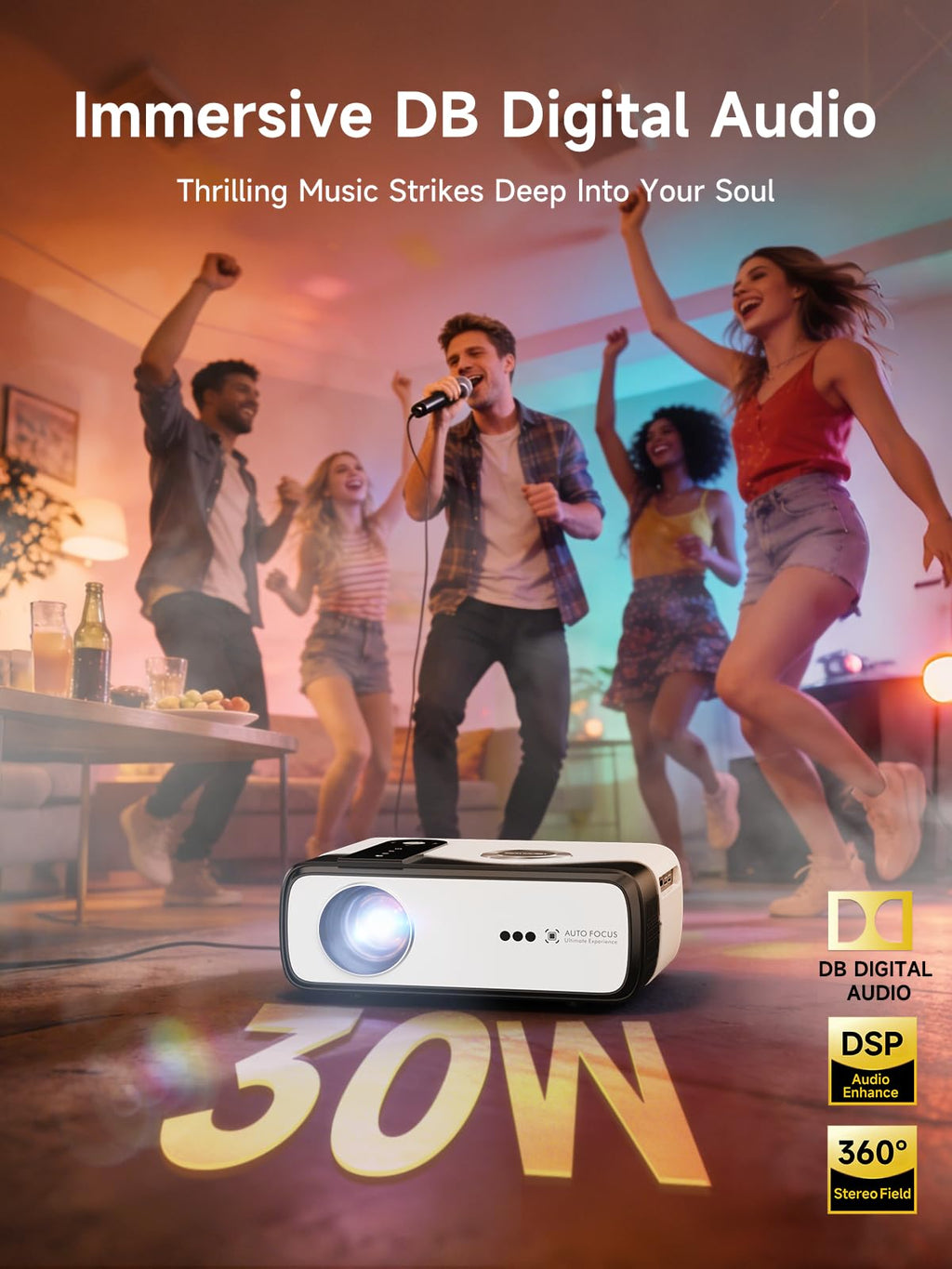 4K-Supported Projector with WiFi 6 Bluetooth and ARC