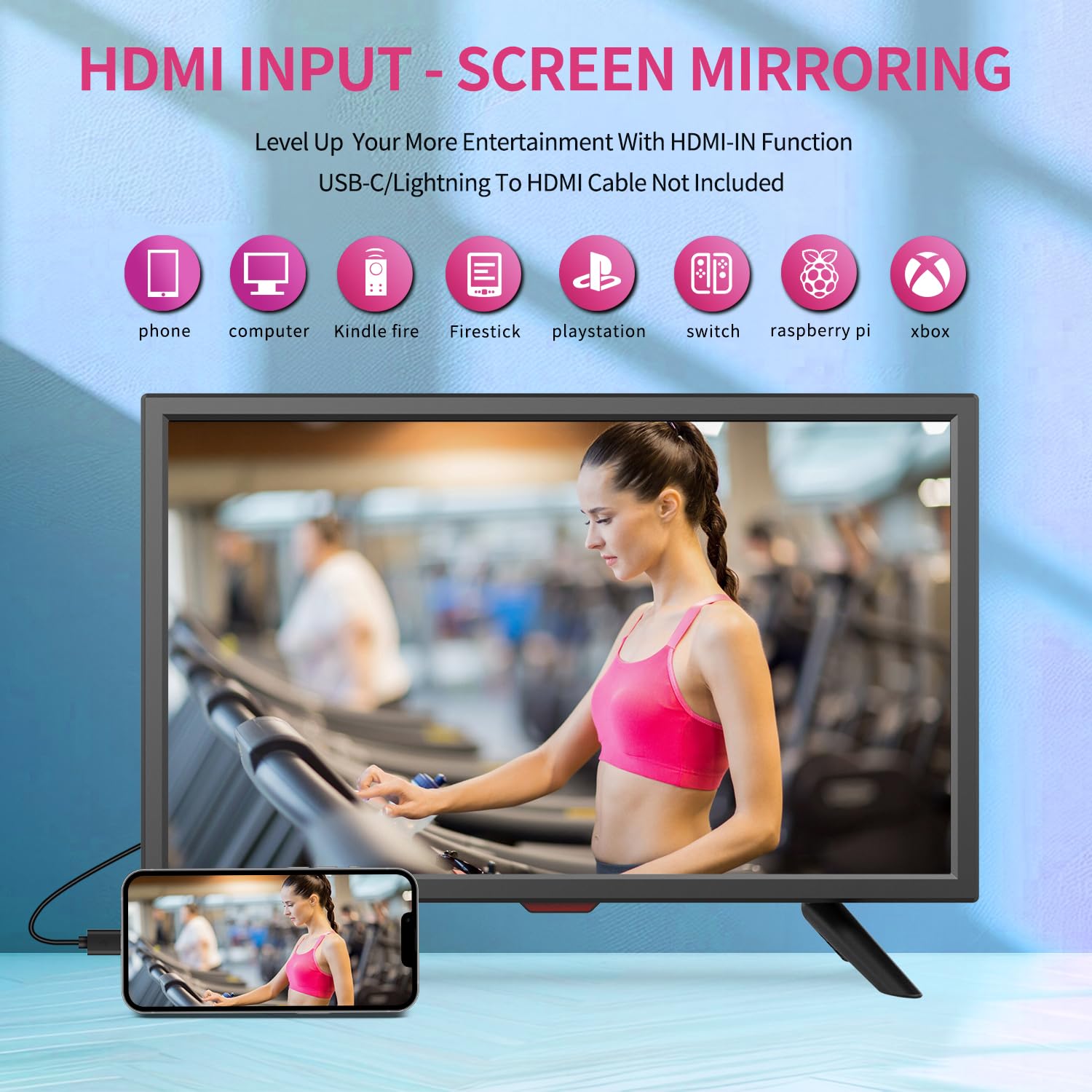 othoig 20-Inch Small Kitchen TV with HDMI USB VGA Ports