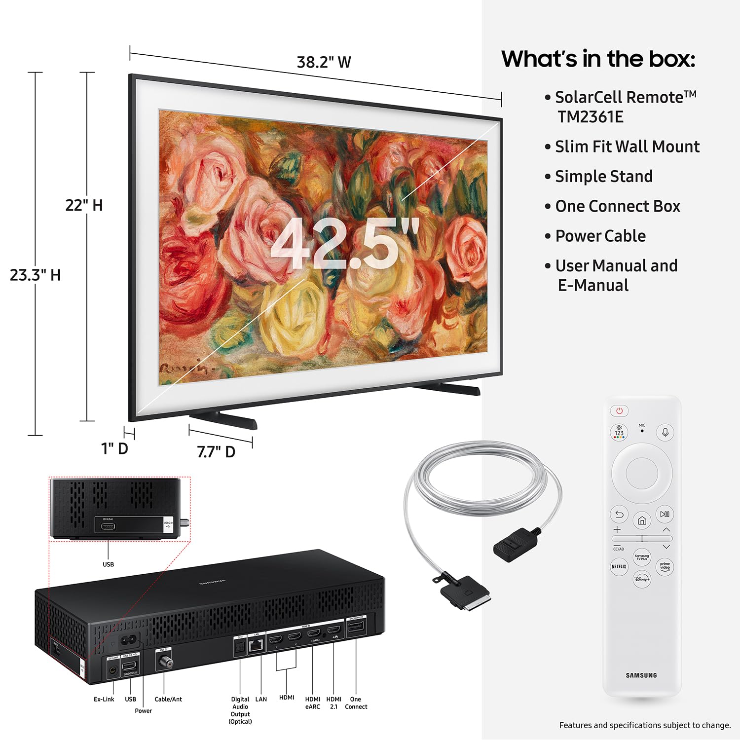 SAMSUNG 75-Inch Class QLED 4K LS03D The Frame Series Quantum HDR Smart TV w/Dolby Atmos, Art Mode, Anti-Reflection, Customizable Frame