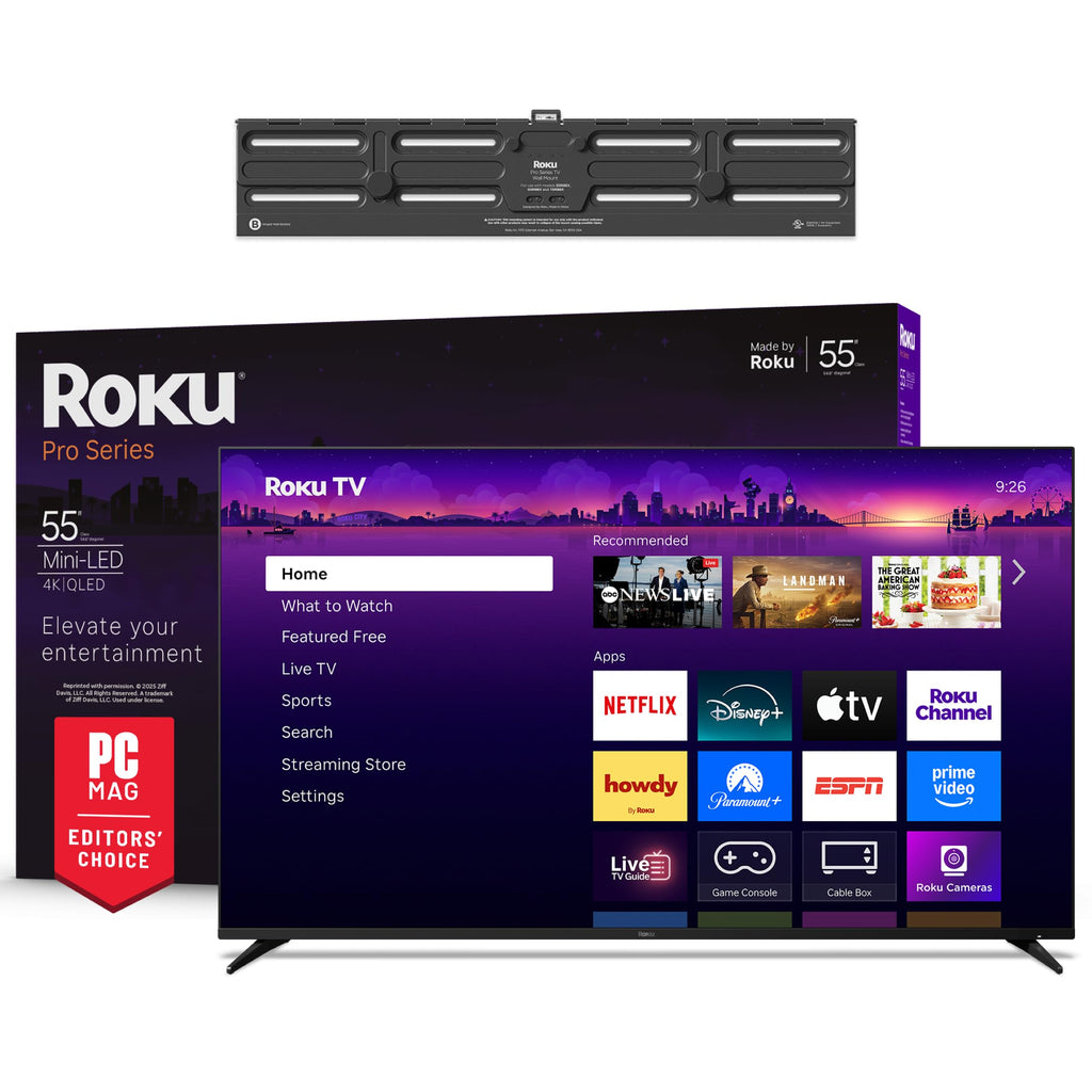 Roku Smart TV 2025 – Pro Series, Mini-LED TV – RokuTV with Backlit Voice Remote Pro – Flat Screen 4K QLED Television with 120Hz Refresh Rate & Dolby Vision IQ, Live News, Sports, Entertainment