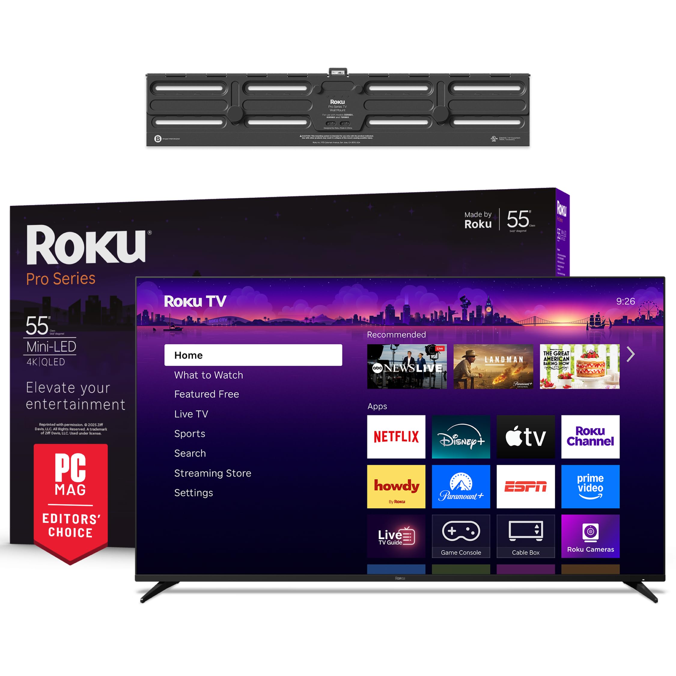 Roku Smart TV 2025 – Pro Series, Mini-LED TV – RokuTV with Backlit Voice Remote Pro – Flat Screen 4K QLED Television with 120Hz Refresh Rate & Dolby Vision IQ, Live News, Sports, Entertainment