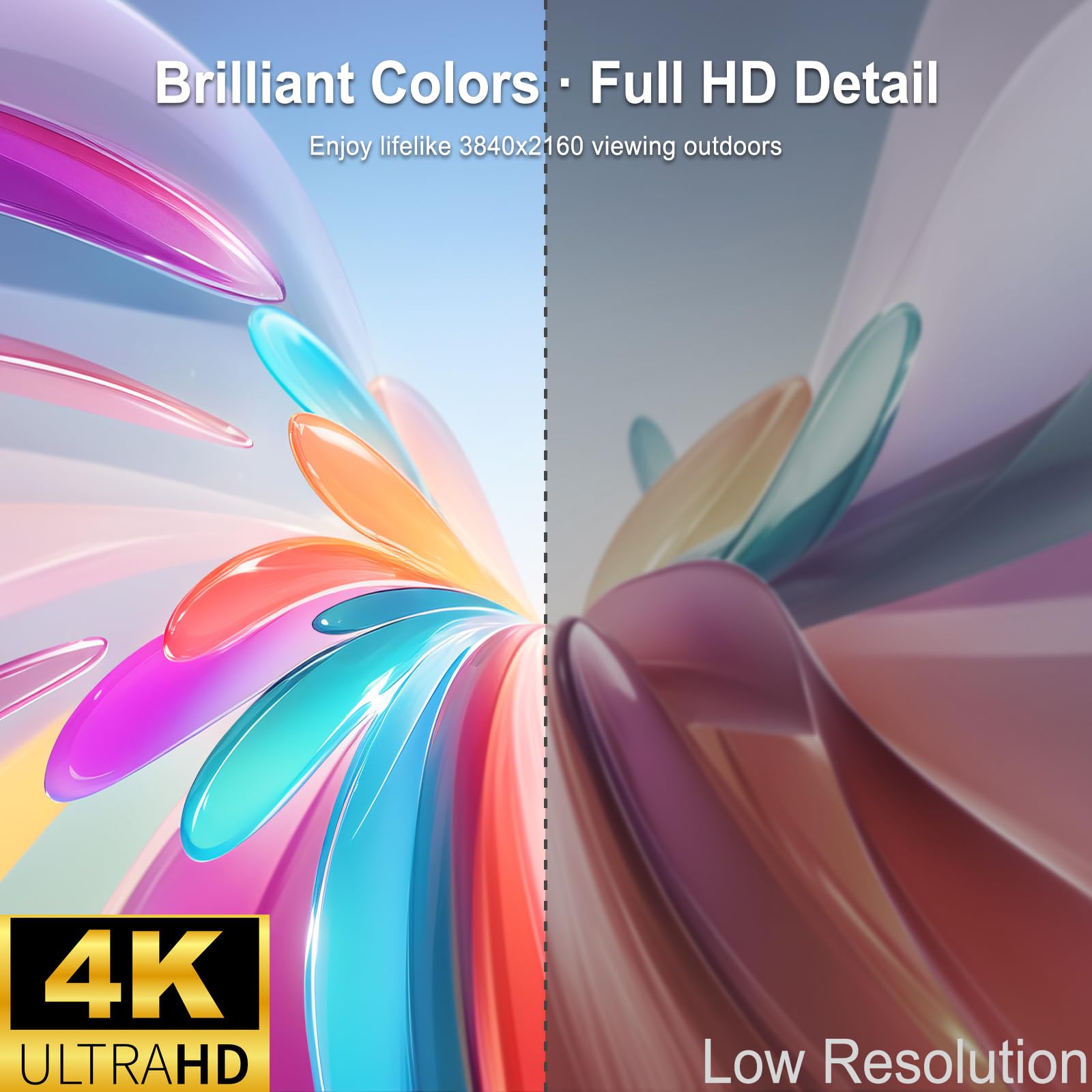 360SPB Outdoor TV, 4K Outdoor Smart TV, 1000nits High Brightness Outdoor TVs, IP65 Waterproof TV, Voice Assistant Remote, Compatible with Dolby, Wide Viewing Angle Smart TV