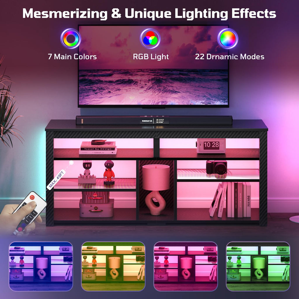 Bestier Tall LED Entertainment Center with Storage