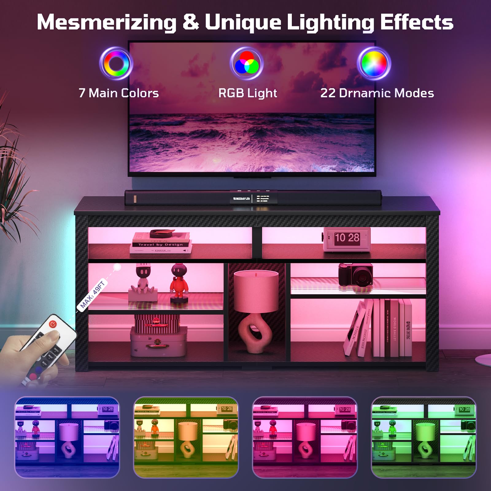 Bestier Tall LED Entertainment Center with Storage