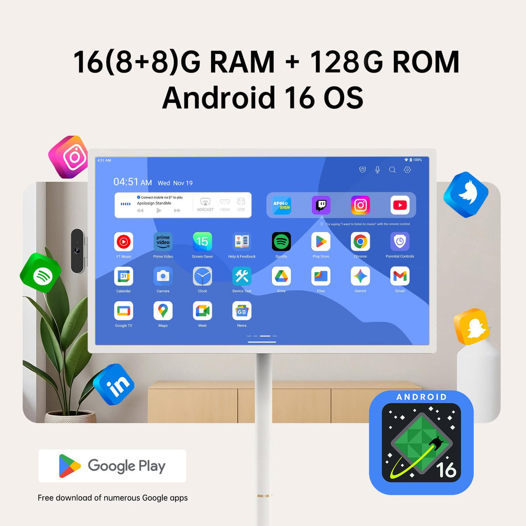 ApoloSign Rolling Touchscreen Smart TV with Android 13