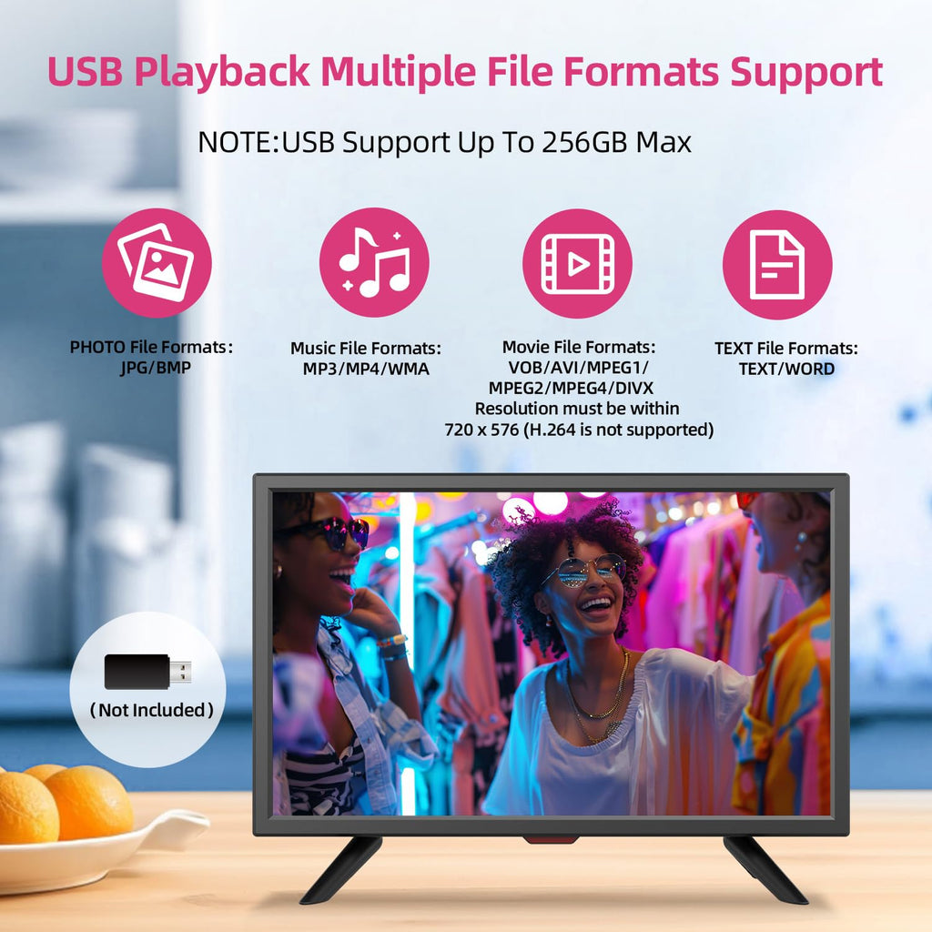 othoig 20-Inch Small Kitchen TV with HDMI USB VGA Ports